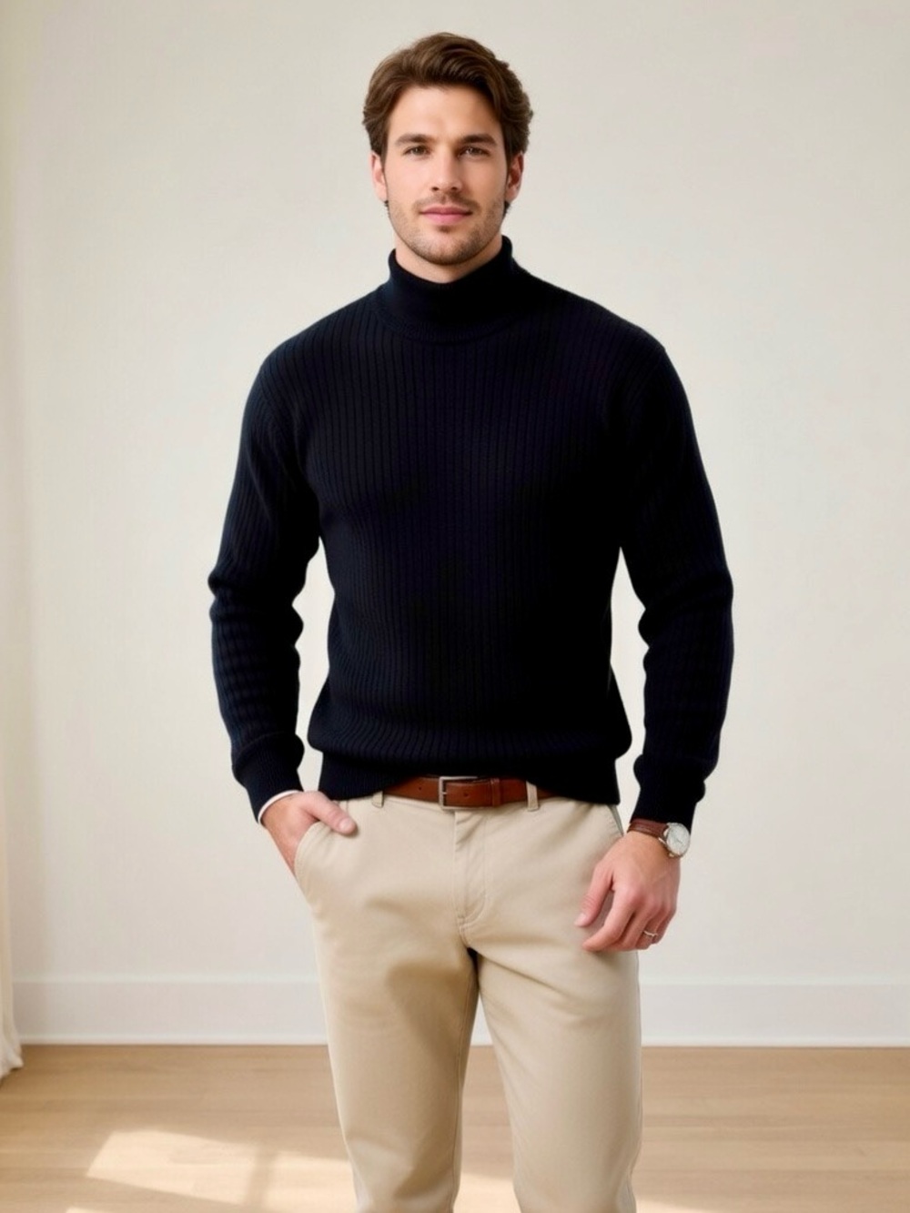 Vintage Poeta Moda Visitor Black Ribbed Knit Sweater - Made in Italy XL-Y2K #242
